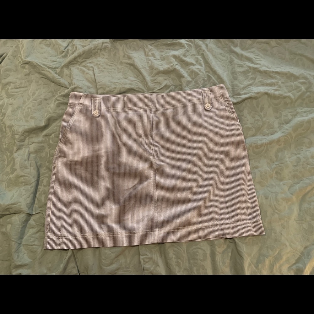 Loft Cute Seersucker Blue/White Skirt